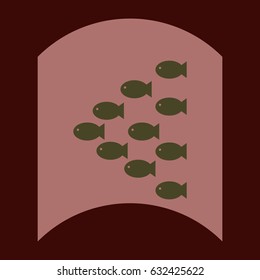 flat vector icon design collection flock of fish