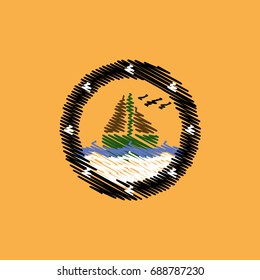 flat vector icon design collection ship in sea