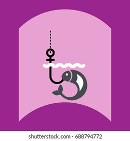 flat vector icon design collection fish on hook