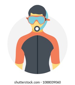 
Flat vector icon design of a diver
