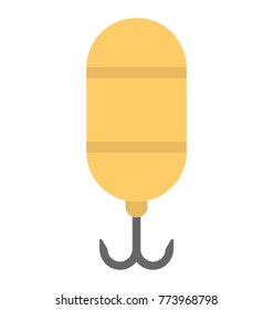 
Flat vector icon design of a fishing hook and bobber 
