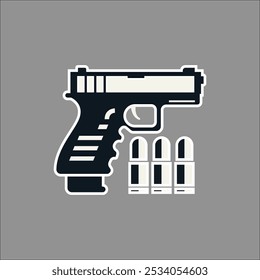 flat vector icon design of gun with simple and minimalistic design