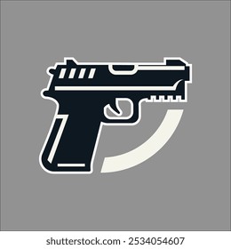 flache Vektorsymbol Design der Waffe mit einfachen und minimalistischen Design