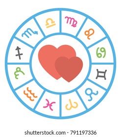 Flat vector icon design of love horoscope
