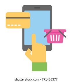 Flat vector icon design of online shopping
