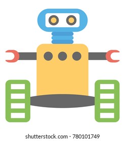 Flat vector icon design of robot USB hub