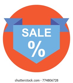 
Flat vector icon design of sale banner with percentage sign
