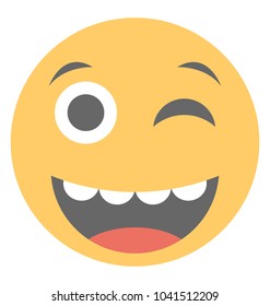 
Flat vector icon design of a smirking smiley
