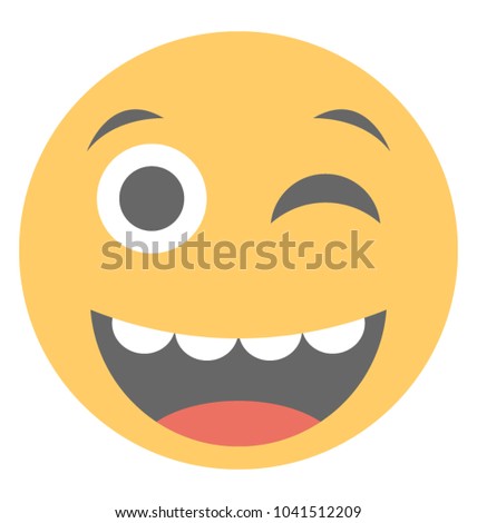 
Flat vector icon design of a smirking smiley
