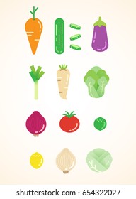 flat vector icon design, vegetable set. using as the icon, info-graphic element or decorative.