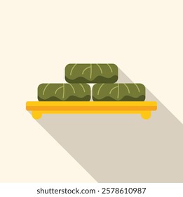 Flat vector icon of dolma, traditional dish of mediterranean and middle eastern cuisine, consisting of various ingredients wrapped in grape leaves