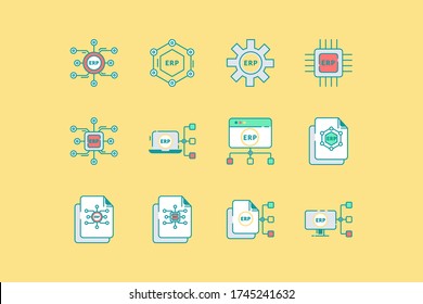 Flat Vector Icon of Enterprise Resource Planning