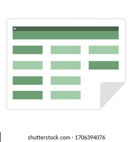 Flat Vector Icon Of Excel Financial Spreadsheet. Business Accounting Concept. Microsoft Office.