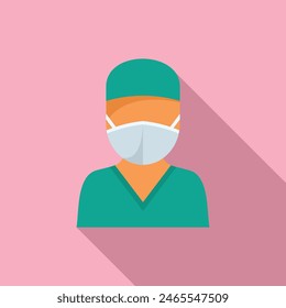 Flat vector icon featuring a stylized healthcare worker in scrubs and mask