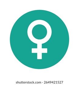 Flat vector icon of the female gender symbol. Represents femininity, biology, female sex, or Venus symbol. Ideal for medical, scientific, healthcare, and educational contexts.