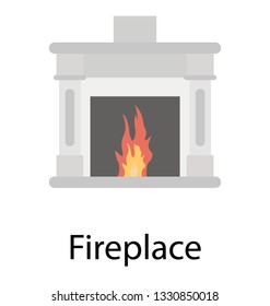 Flat vector icon of fireplace.