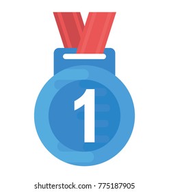 Flat vector icon of first position medal