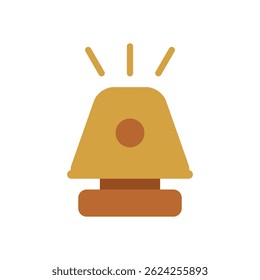 Flat Vector Icon of Flashing Emergency Siren Light in Yellow and Brown Colors