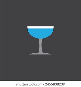 flat vector icon of a glass filled with water