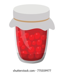 
Flat vector icon of Glass jar of homemade preserved fruit with syrup
