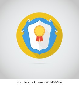 Flat vector icon with gold medal, symbol for your business and design presentation