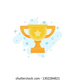 Flat vector icon of gold winner cup. Awards for winners, champions, leadership. Symbol for logo, label, game, app design.