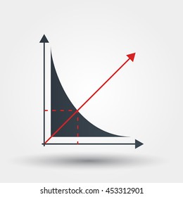 Flat vector icon graphic axes and the graph.