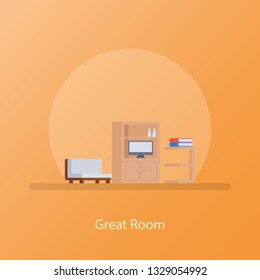Flat vector icon of great room.