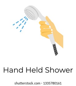 Flat vector icon of hand held shower, 