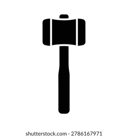 Flat vector icon of a heavy duty rubber mallet tool with construction, carpentry