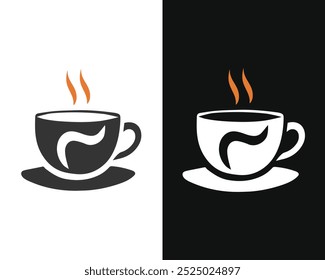 Icono de Vector plano de una taza de café caliente, perfecto para menús de cafetería, logotipos y diseños de alimentos. Sencillo y moderno.