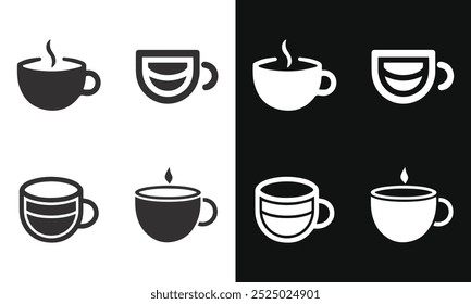 Icono de Vector plano de una taza de café caliente, perfecto para menús de cafetería, logotipos y diseños de alimentos. Sencillo y moderno.