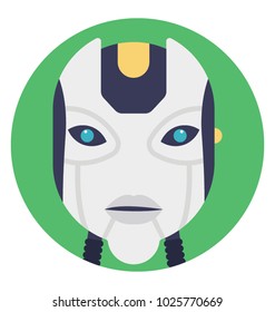 Flat vector icon of a humanoid robot face