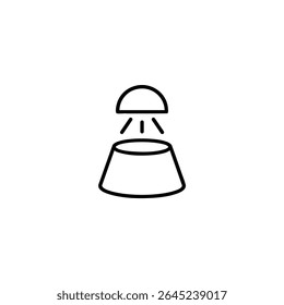 A flat vector icon illustrating curve projection with a dome projecting onto a truncated cone outline. Monoline style. Isolated on white.