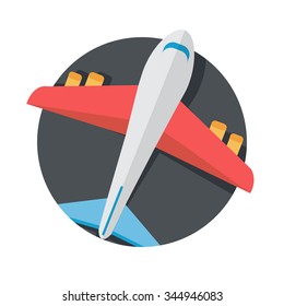 flat Vector icon - illustration of airplane icon isolated on white