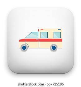flat Vector icon - illustration of ambulance truck icon