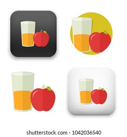 Flat Vector Icon - Illustration Of Apple Fruit With Juice Icon