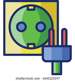 Flat vector icon illustration of appliance plug electric socket