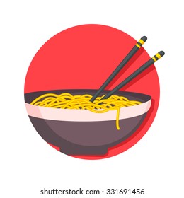 flat Vector icon - illustration of Asian traditional food, noodles icon 