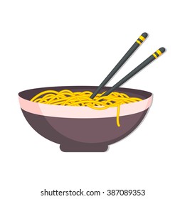 flat Vector icon - illustration of Asian traditional food, noodles icon 