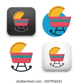 flat Vector icon - illustration of baby cradle bed icon