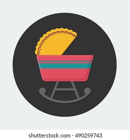 flat Vector icon - illustration of baby cradle bed icon