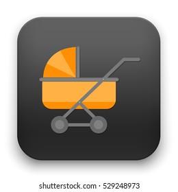 flat Vector icon - illustration of baby pram icon