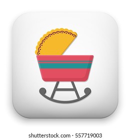flat Vector icon - illustration of baby cradle bed icon