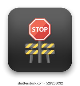 flat Vector icon - illustration of barrier with stop sign