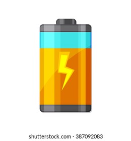 flat Vector icon - illustration of battery icon isolated on white