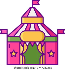 Icono vectorial plano de la tienda de circo de la gran cima