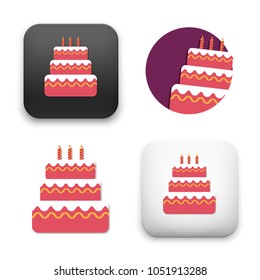 flat Vector icon - illustration of birthday cake icon