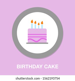 flat Vector icon - illustration of birthday cake icon, sweet dessert celebration