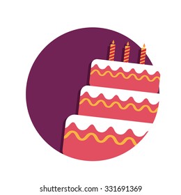 flat Vector icon - illustration of birthday cake icon isolated on white